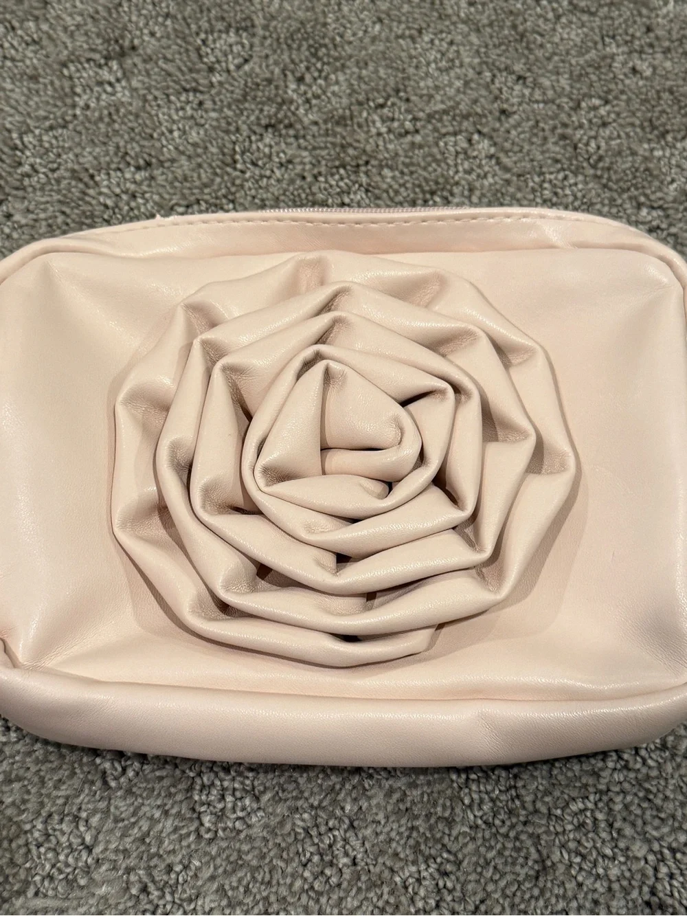 Swarovski Pale Pink Rose Appliqué Cosmetic Pouch
